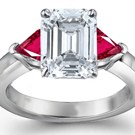 Trillion Cut Ruby Emerald Cut Diamond High Luster Ring 
