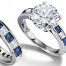 14k Solid White Gold with Natural Blue Sapphire and Diamond Ring STUNNING! 