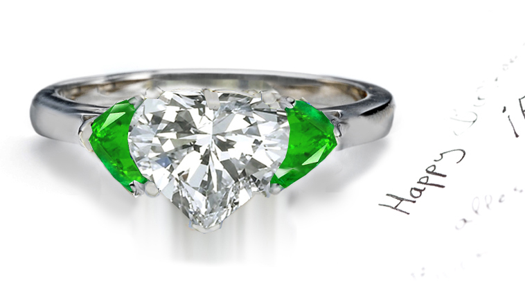 Emerald engagement rings with diamonds