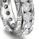 solitaire relieved by two or several diamonds mounted in English, European, East Indian