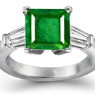 Platinum & 14k Gold Square Emerald & Baguette Diamond Ring