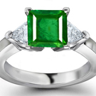 14k Yellow & White Gold Square Emerald & Trillion Diamond Ring