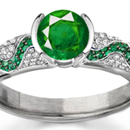 Round Diamond Emerald Cut Emerald Shiny Ring
