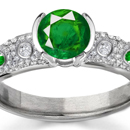 Tapered Cut Diamond Emerald Cut Sapphire in 14k Gold