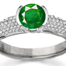 Rich Green Columbian Emerald Ring with Real Diamonds
