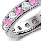 Aneternity band of baguette-cut diamond was her svelte and stunning engagement ring
