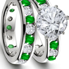 Baken Diamond Ring with Genuine Emeralds