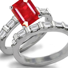 Trillion Diamond and Princess Cut Ruby Engagement Ring in Ring Size 5