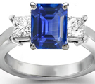 Princess Cut Diamond and Emerald Cut Sapphire Engagement Ring in Ring Size 8