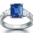 3 Stone Pears Shape Diamond & Emerald Cut Sapphire Ring in French Ring Size 52 3/4