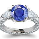 Violetish Blue Hue and Medium Tone Mogok, Myanmar Sapphire Ring with Diamonds 