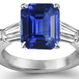 Tapered Baguette Diamond & Emerald-Cut Blue Sapphire in 18k White Gold (6x4 mm) 