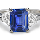 10K WG White Gold Blue Sapphire Channel Set Diamond Ring Womens Sz 6.5 3.8g A29 