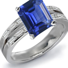 MICROPAVE DIAMOND SAPPHIRE WHITE GOLD RING 