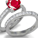 14k Yellow Gold Prong Setting Ruby Ring with Diamonds