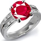 18k Red Gold Bezel Setting Genuine Ruby Ring with Diamonds