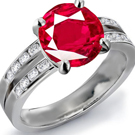 Platinum 950 Pave Setting Ruby Diamond Ring