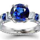 Violetish Blue to Greenish Blue Hue and Medium Dark Tone Thai Sapphire with Diamonds