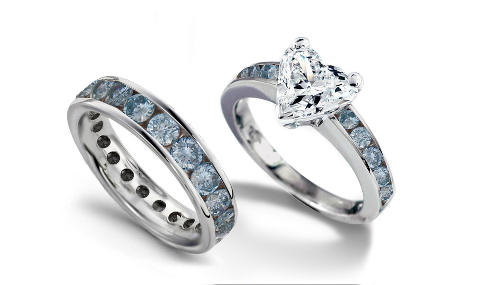 Blue wedding rings sets