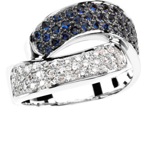 Blue Sapphire & Diamond Swirl Rings