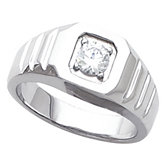 Men's Grooved Shoulder Solitaire Ring Mounting