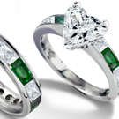 Diamond and Emerald Engagement Ring in Ring Size 5