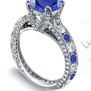 Blue Sapphire Ring with Diamonds 14K White Gold 