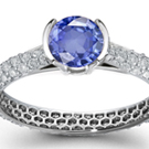 Brand New Blue Sapphire Ring with Diamond Accents - Costume Jewelry Ring (S: 7) 