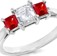 14-K White Gold Ruby Diamond Engagement Ring