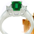 14-K White Gold Emerald And Diamond Ring