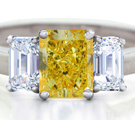 Emerald-cut Yellow Sapphire Ring with Diamond Accents in 14k White Gold (6x4 mm) 