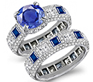 Diamond Ring with Genuine Sapphire (Clevage None, Sreak Colorless)