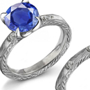 18K White Gold Diamond and Sapphire Ring 1927 on Front with Calendar from 1927 