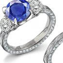 Platinum Art Deco Dinner Ring with 2.00 Ct. Sapphire and 1.00 Ct. Diamonds 