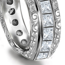 flush set with diamonds or diamonds and other stones equally spaced, half or all round