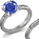 Genuine Sapphire Ring with Certified Diamond
