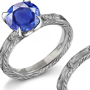 LADIES 10K YELLOW GOLD LOVE RING WITH SAPPHIRE AND DIAMOND ACCENTS 