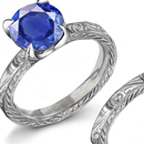 Certified Diamond and Sapphire Ring with Genuine Sapphires