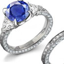 Round Diamond Square Sapphire Engagement Ring Design