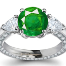 1.11ctw Synthetic Emerald and Diamond Cocktail Ring - 14k Yellow & White Gold 