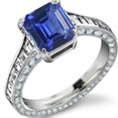 14k White Gold Diamond and Blue Sapphire Ring 
