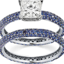 Three Stone Diamond Sapphire Ring
