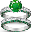Fancy Blue Diamond
Matching Engagement/Wedding Ring Set 14k YellowGold Antique Style