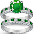 Bluis Green Hue and Medium Tone Muzo, Columbian Emerald Ring with
Diamonds 