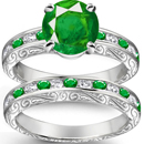 14K YELLOW GOLD GENUINE EMERALD AND DIAMOND RING 