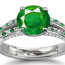 COLOMBIAN EMERALD DIAMOND RING 18 KARAT YELLOW GOLD ESTATE ROUND
CUT NATURAL 
