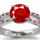Orangish
Red Hue and Medium Tone Mogok, MyanmarRuby Ring with Diamonds 
