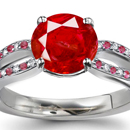 Orangish
Red Hue and Medium Tone Mogok, MyanmarRuby Ring with Diamonds 