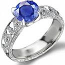 10k White Gold Genuine Blue Sapphire and Diamond Ring (1/8 TDW) 