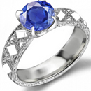 1 CARAT BLUE SAPPHIRE DIAMOND RING WHITE GOLD QUALITY 